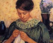 玛丽 史帝文森 卡萨特 : Woman Sewing